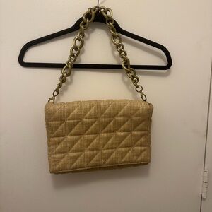 Zara Tan Quilted Chain Shoulder Bag